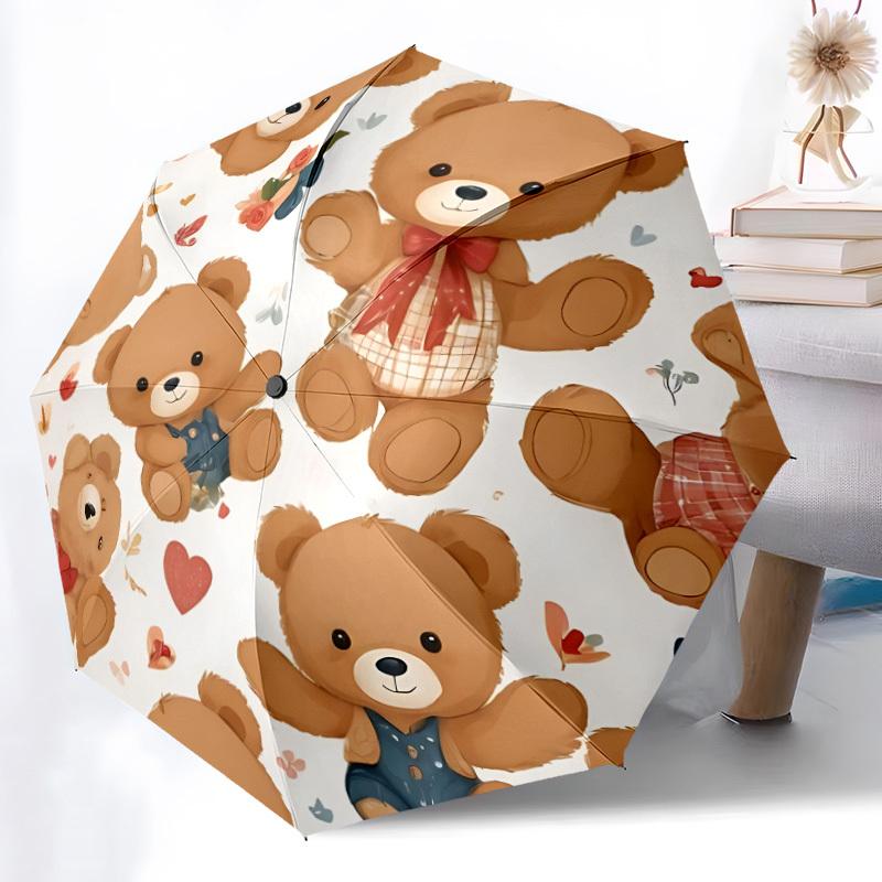 

1pc Teddy Bears Automatic Umbrella | Portable Foldable 8-Rib Manual Open, Cute Birthday & Holiday Gift for Outdoor yy260107100