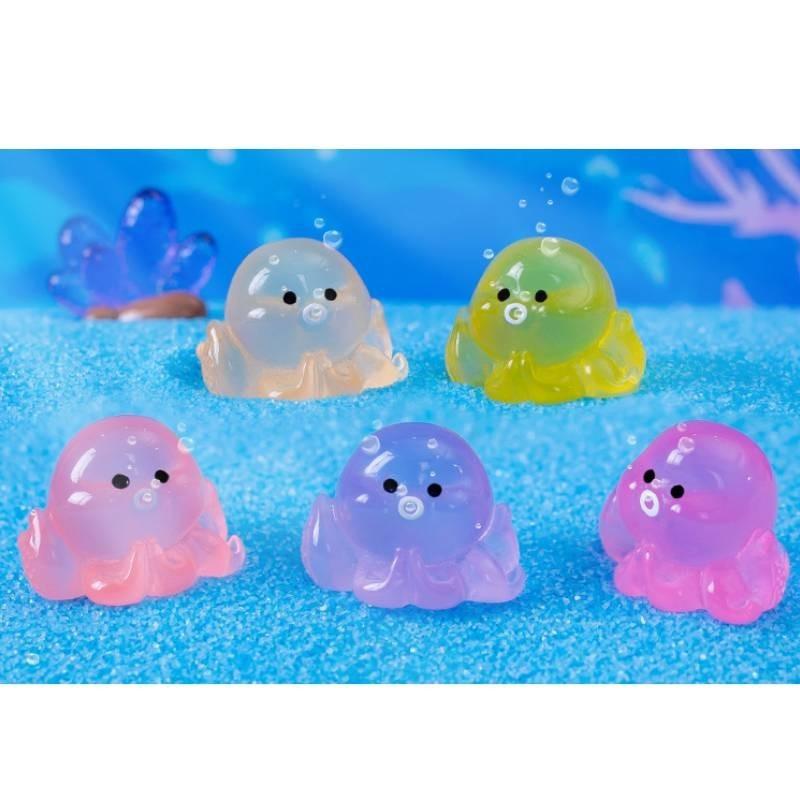 Colorful Glowing Mini Octopus Resin Decoration For Aquarium And Terrariums