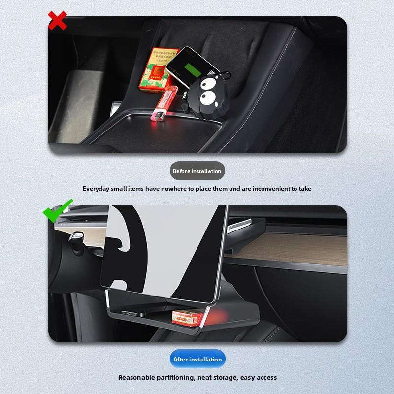 Car Sticker For Tesla 3 Y Juniper Highland 2020-2026 Upgraded Central Control Large Mouth Storage Box Under Screen Accessories C