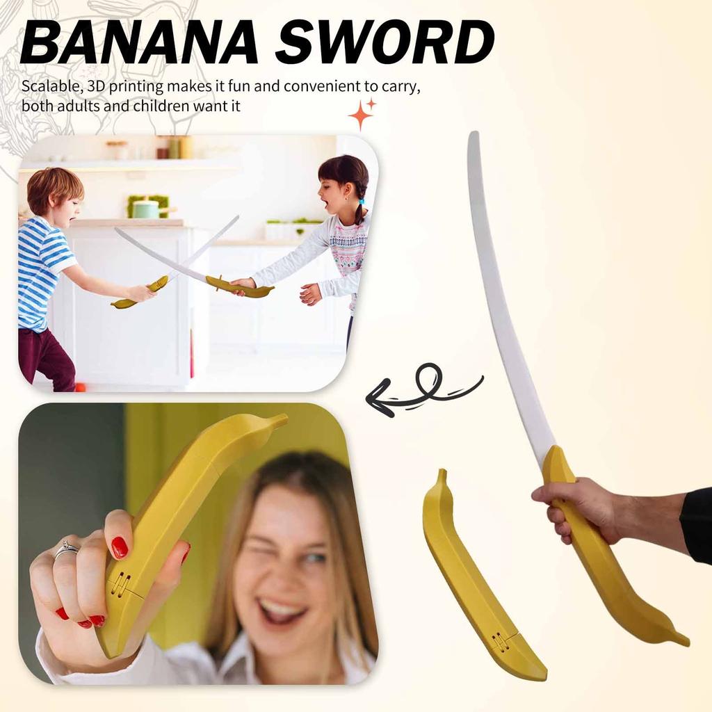 3D Printed Banana Sword Toy, Banana Sword, Retractable Knife Toy