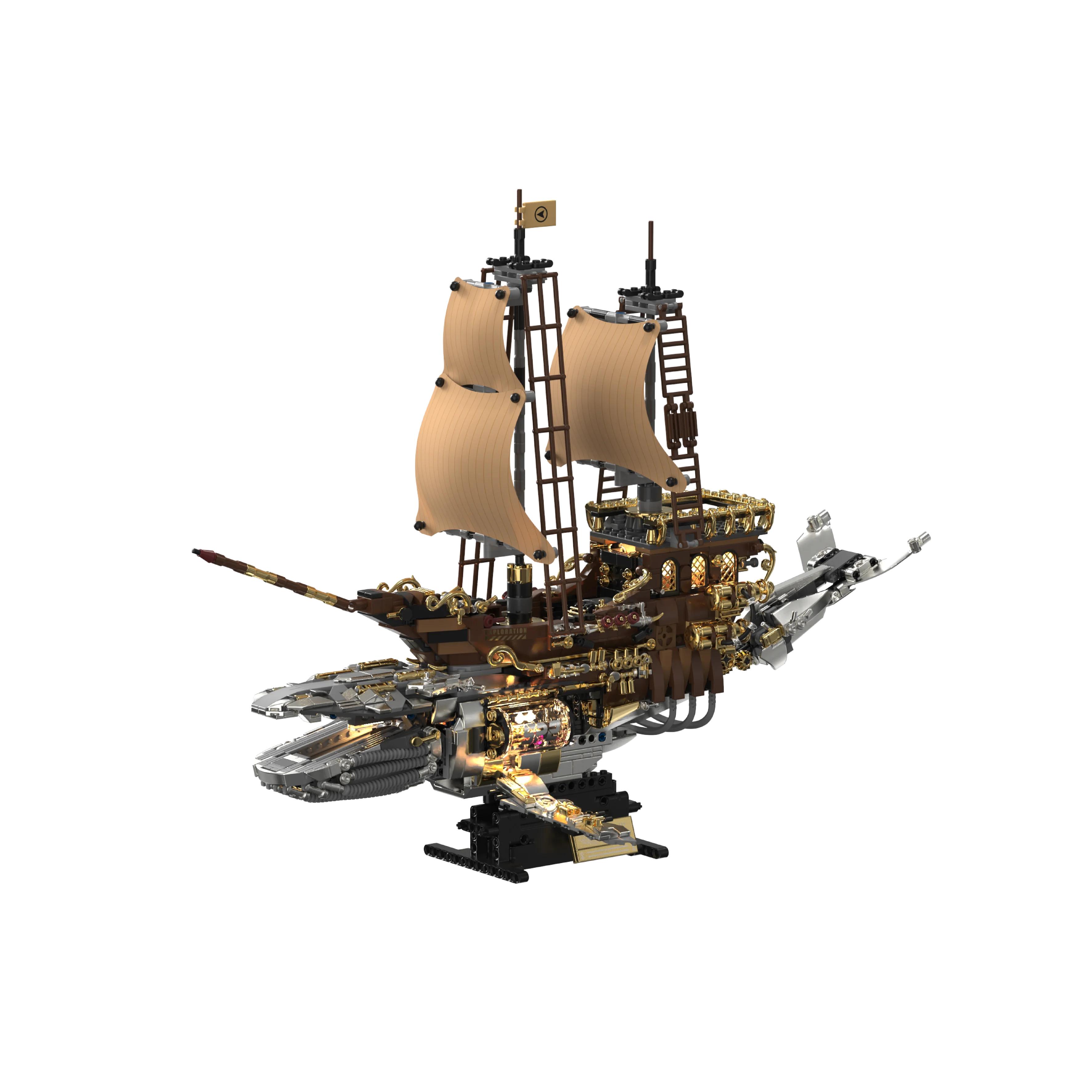 

Конструктор Moc Steam Retro Series Китобойный пиратский корабль Строительные блоки Светодиодные Мелкие винтажные элементы декора для дома Фигурки Кирпичики Игрушки Праздничный подарок