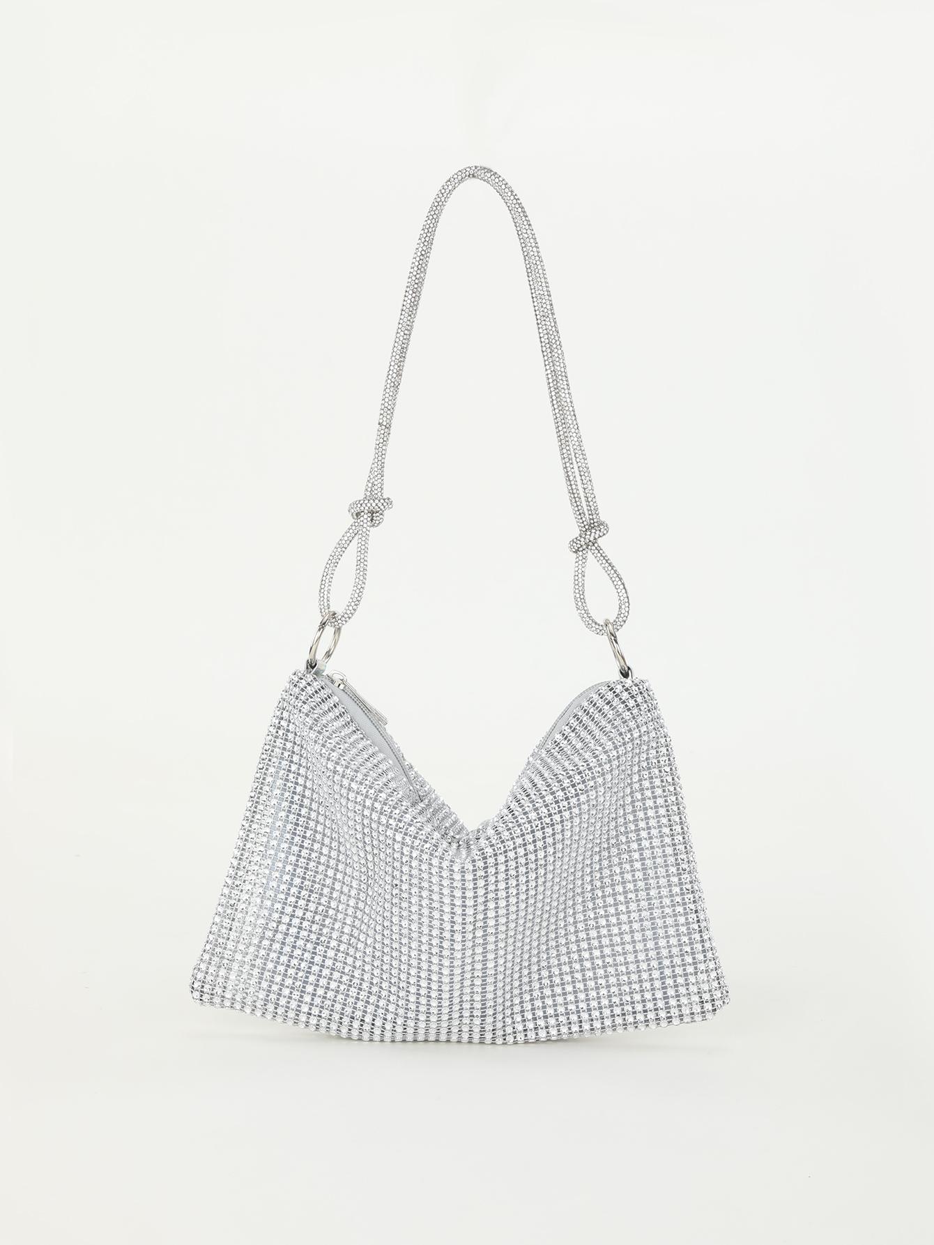 Блестящие женские сумочки со стразами, подмышечная сумка-полумесяц, вечерняя сумка, подходит для свадеб, вечеринок и встреч