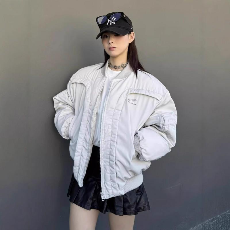 Winter Thick Baseball Cotton Jacket Retro Letter Split Design Warm Streetwear Men