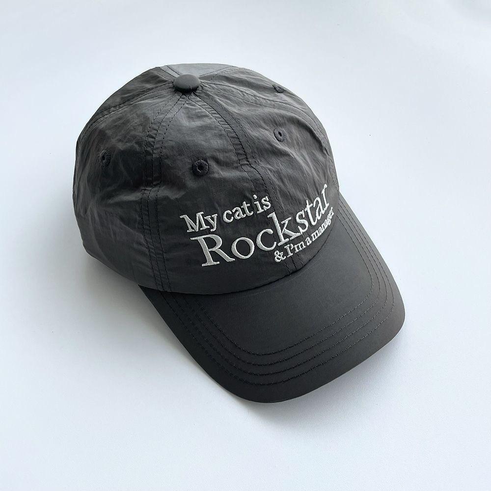 

Rockstar Baseball Cap With Embroidered Letters For Summer Sun Protection And Sports Use Navy