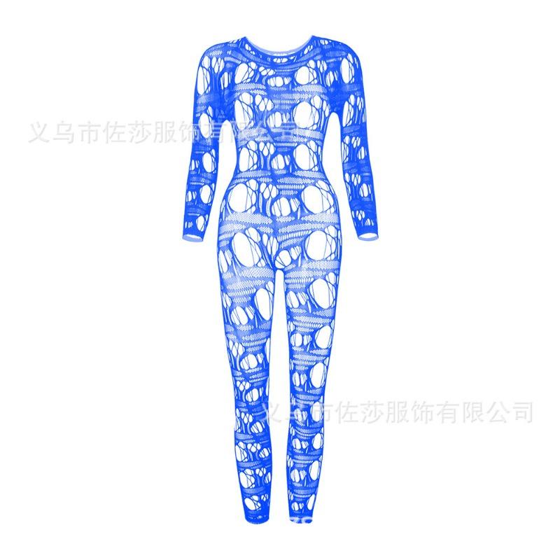 Sexy Underwear New Women's Jacquard Sexy One-piece Mesh Long-sleeved Hollow Tights Hollow