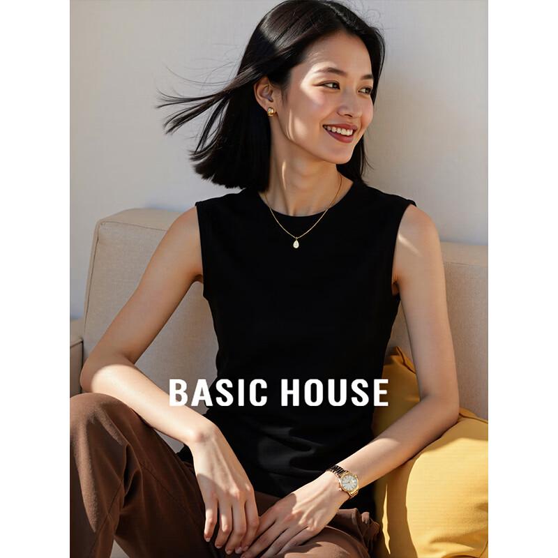 Basic House Women s Slim Fit Sleeveless Ribbed T-Shirt M
