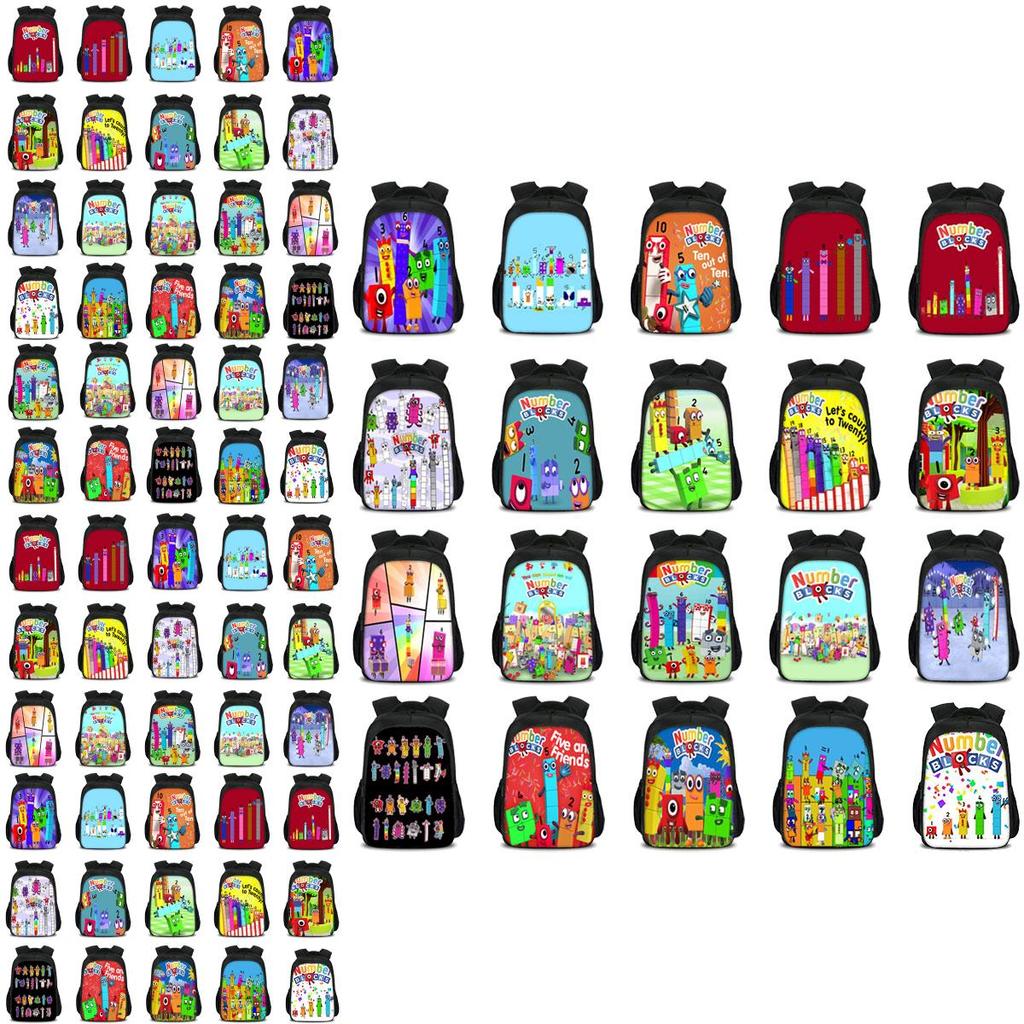 Plecak dla dzieci chłopców dziewcząt Numberblocks Torba szkolna Plecak podróżny Duża pojemność Wytrzymały materiał nylonowy Przestronna pojemność 20 l Wiele przegródek