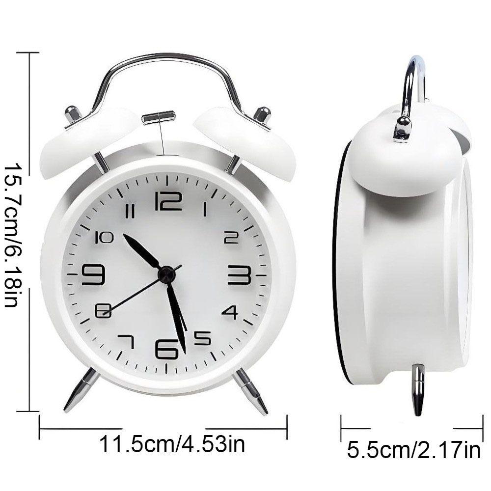 Metal Frame Silent Student Alarm Clock 4 Inch Table Clock Twin Bell Loud Alarm Clock  Bedroom