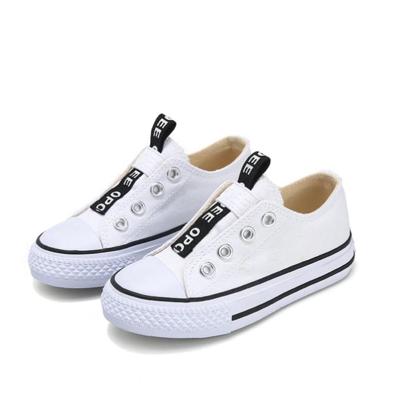 Children's Black Canvas Shoes Autumn New Style Classic Boys' Girls' Shoes Low Cut Elastic Casual Cloth Shoes Size 22-37