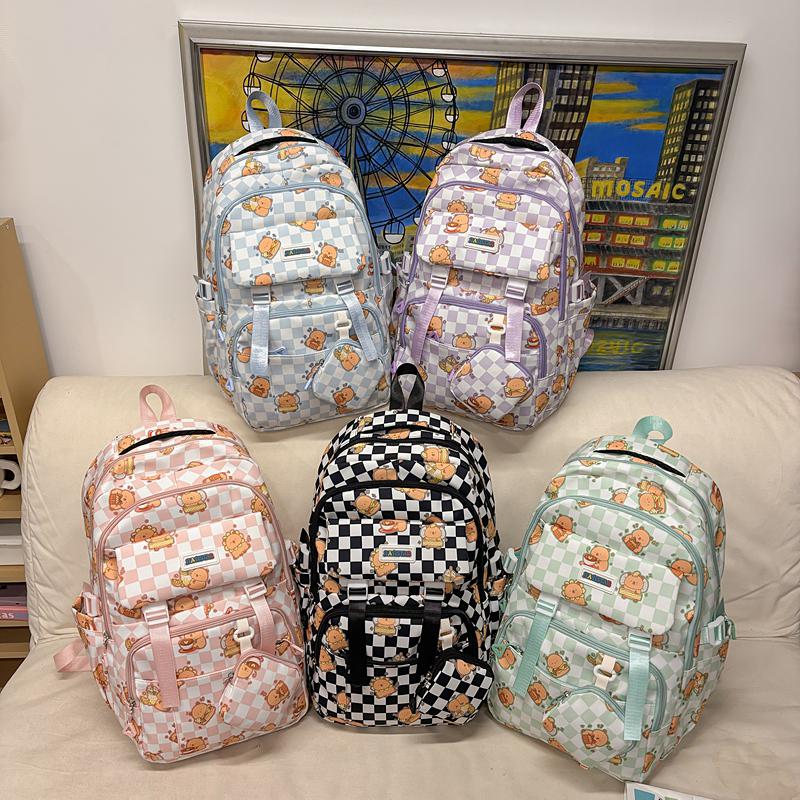 Printed Student Schoolbag Women's Large Capacity Travel Backpack with Coin Purse