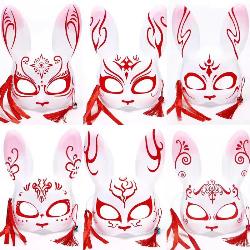 Neue leuchtende alte japanische Stil Halbgesichts Kinder Anime Fuchsmaske für Halloween