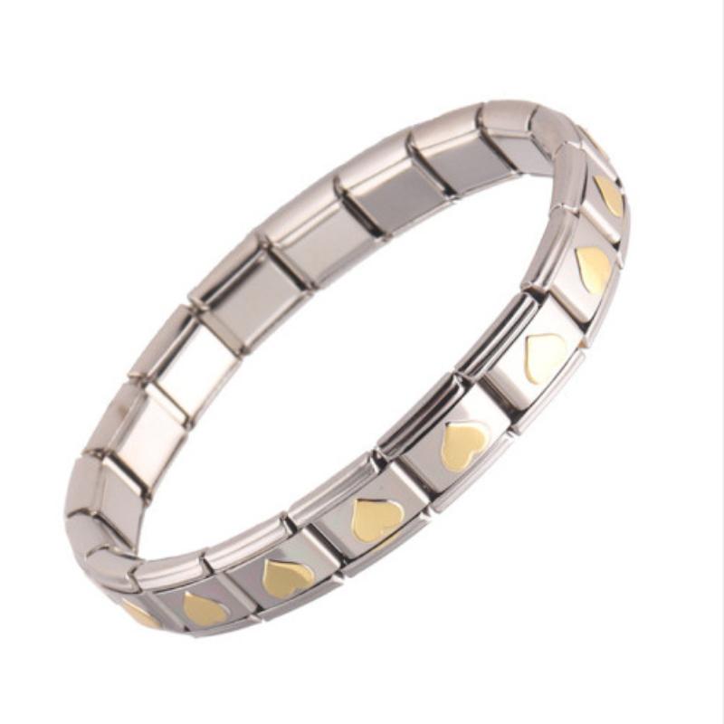 Hot Selling Italian Charms Elastic Bracelet for Women Gold Plated Peach Heart Geometric Punk Style Stylish Stainless Steel Gift