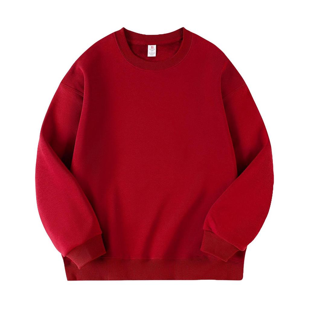2025 Fleece-Lined Drop Shoulder Cotton Sweatshirt - Thickened Round Neck Workwear with Logo