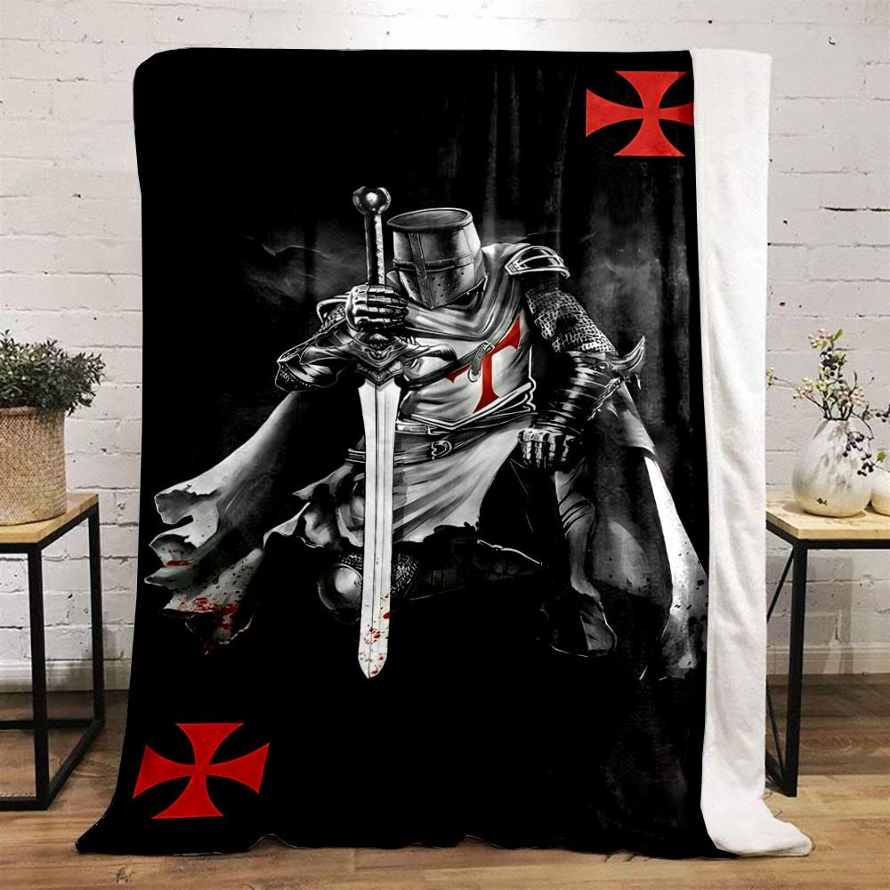 Crusader Knight Blanket  Printed Blanket for Living Room Bed Couch lunch break Soft Cozy Blanket for Friend's festival Gift
