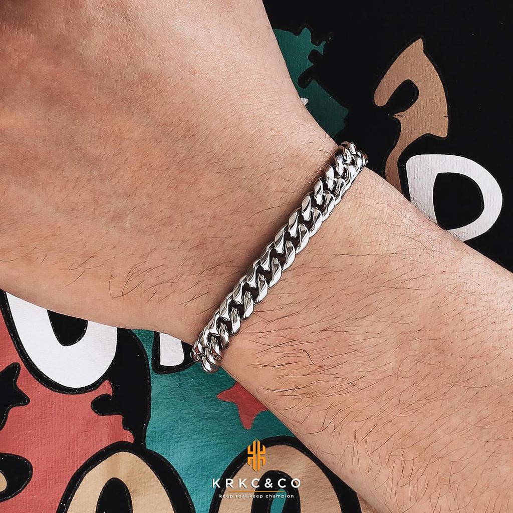 Kihei Breite 18k Gold Chirurgischer Edelstahl Hüfte Geburtstag KRKC&CO Herrenarmband, 8mm, Plattiert, Stahl, Hypoallergen, Dick, HIPHOP, Hop, Rapper,