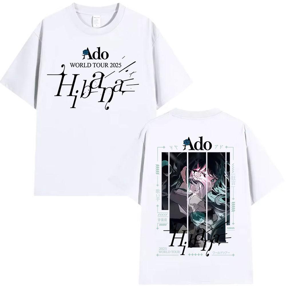 Springsummer Japanese Ado Hibana WORLD TOUR New TShirts Men Women Clothing Gothic Fashion Short Sleeve Pure Cotton Printed Top