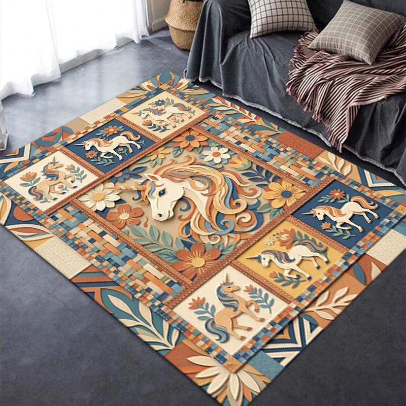2025 New Unicorn Animal Carpet Rug for Living Room Bedroom Home Sofa Decoration,Kids play Non-slip Floor Mat133