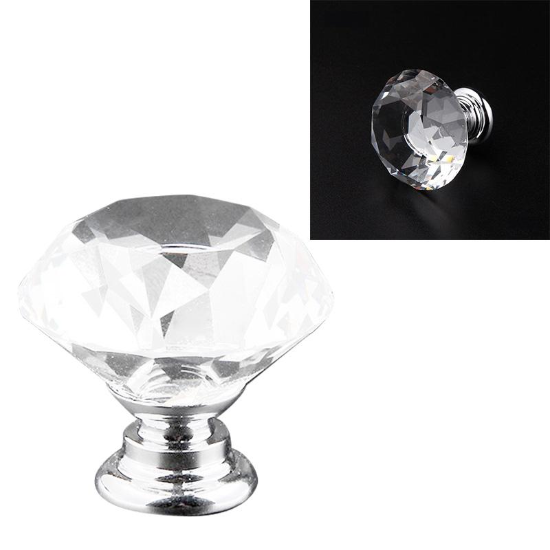 20PCS Drawer Knobs Alloy Anti Oxidation Crystal Shaped Cabinet Handle for Cupboard Home Transparent 30mm