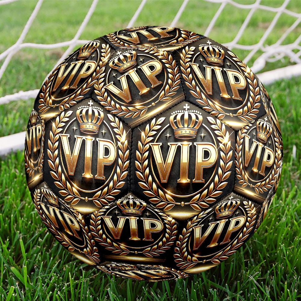1pc Vip Crown Emblem Size 5 Suitable for Training & Matches, Machine-Stitched, Wear-Resistant Anti-Slip Covering, Gift for Christmas, Birthday. Q61707 Size 5