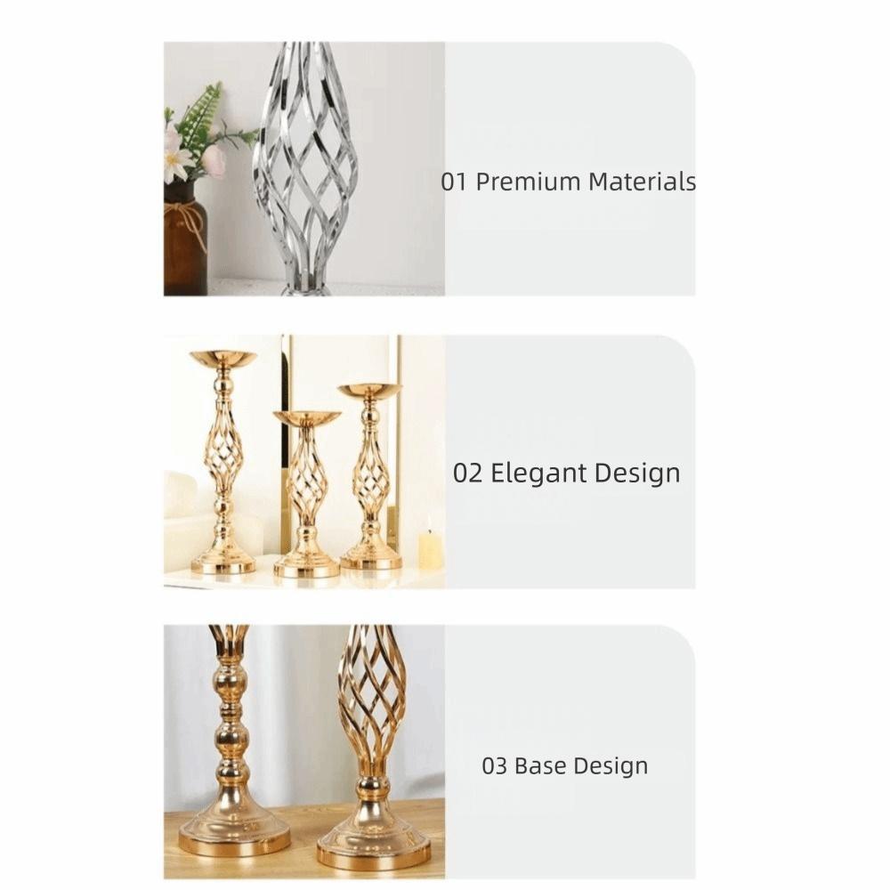 Hollow Design Golden Flower Stand Romantic Iron Art Vase Floral Display Rack  Wedding Props