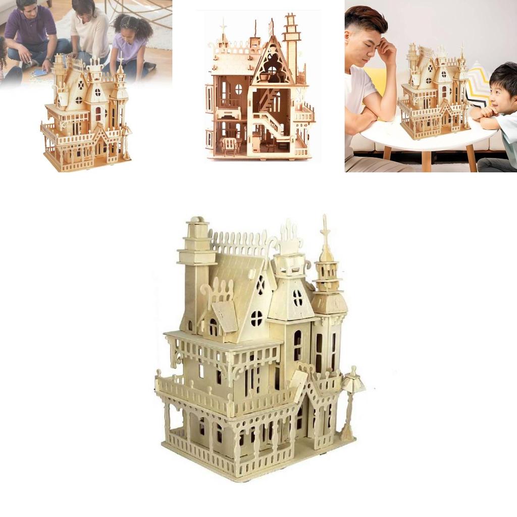Dreamy Villa Wooden 3d Puzzle Set Ideal For Children Engaging Diy Activity For Family Fun