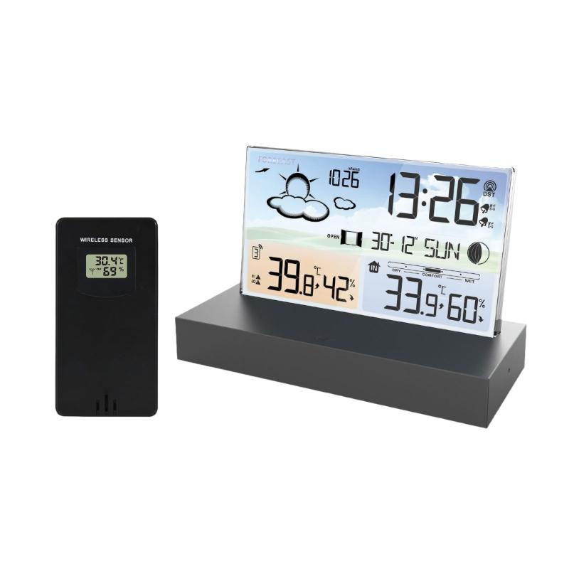 Wireless Digital Environment Clock With 3 Remote entities Large Color Screen For Readings Observation 1