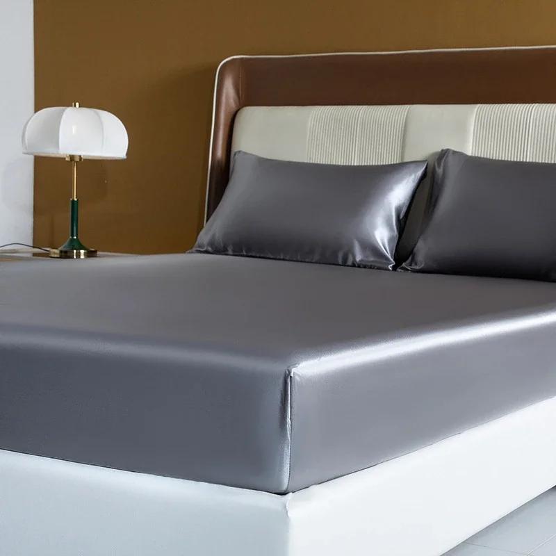 Europäische und Amerikanische Größen Satin Spannbettlaken Glatt Hautfreundlich Elastisches Band Bettlaken King Size Rayon Voll Bettlaken 180x200
