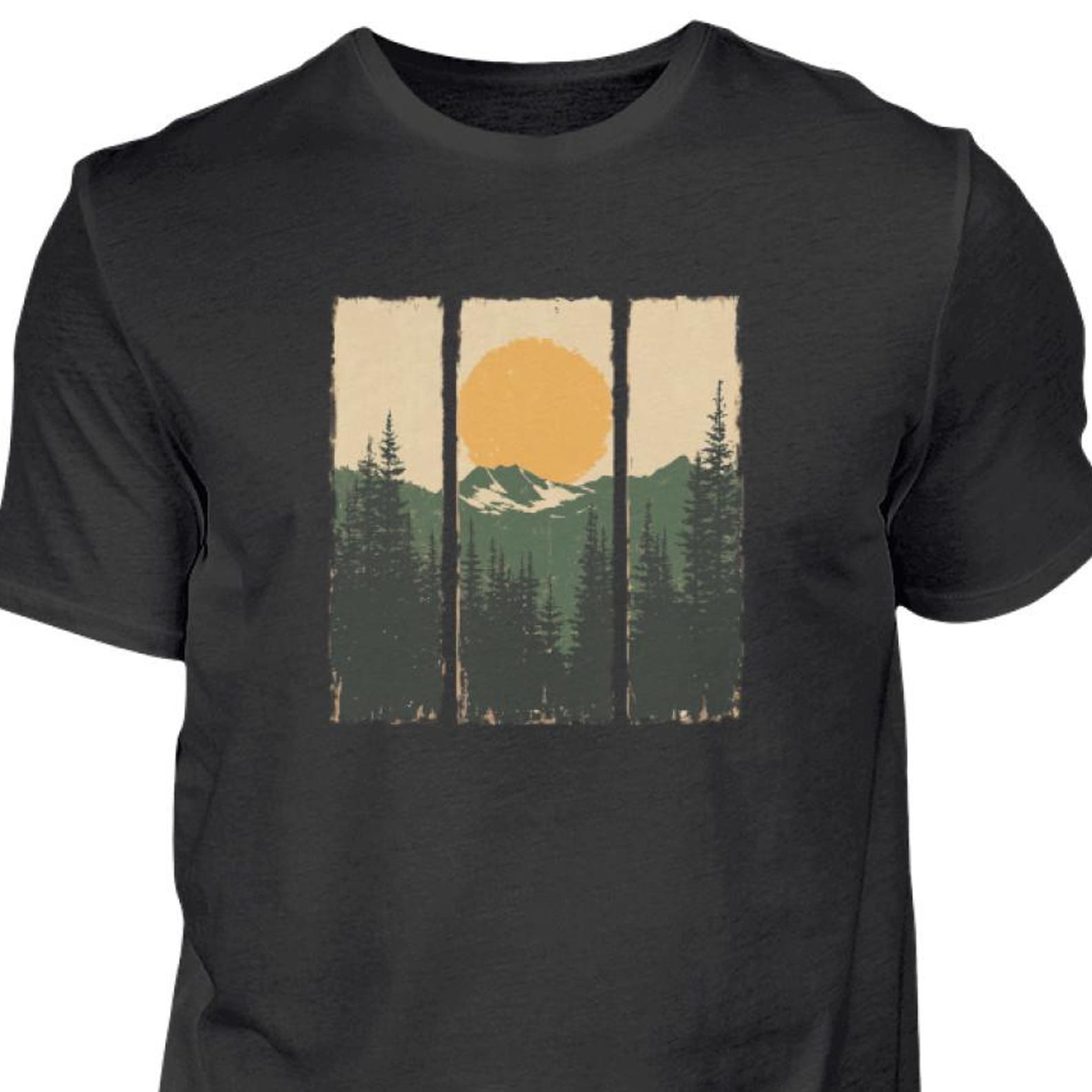 Vintage Wald T-Shirt, Natur Berge Shirt, Wander Geschenk, Retro Sonnenuntergang Tee, Camping Outdoor Shirt, Naturliebhaber Geschenk, Vintage S