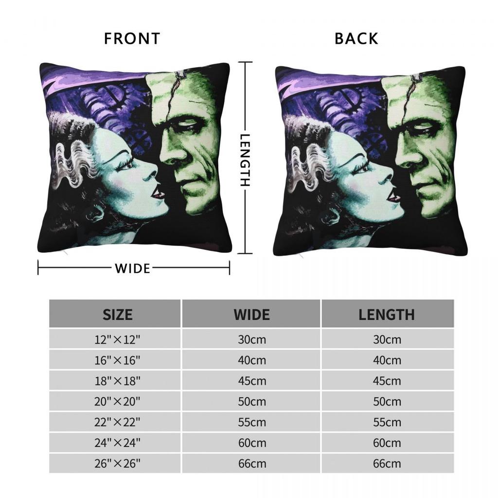 Bride Of Frankenstein Monsters In Love Square Pillowcase Polyester Linen Velvet Pattern Pillow Case Seater Cushion Cover 45x45