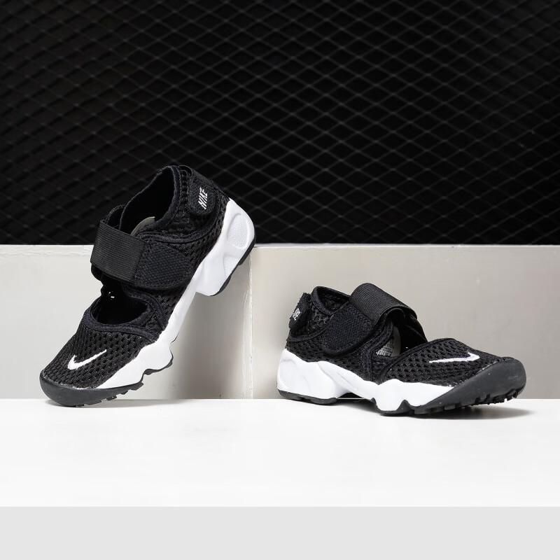 New Nike Air Rift Slip Resistant Cushioning Abrasion Resistant Breathable Low Top Running Shoes Black White Kids'