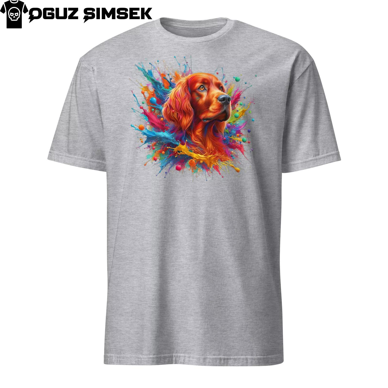 Colorful Irish Setter Dog Unisex T-Shirt Mens Womens Tees Top | Unique Design | Short Sleeve Tee S