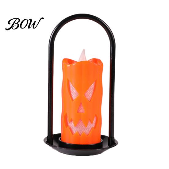 Halloween Candle Lantern LED Flameless Pillar Candles, Spooky Face Handheld Light, Battery Decor Operated Flickering Fake Candles for Party Home Table
