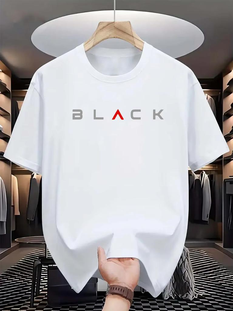 Womens Pure Cotton Casual Loose BLACK Letter Pattern Printed Round Neck Short Sleeved Tshirt Top Ins Y2k