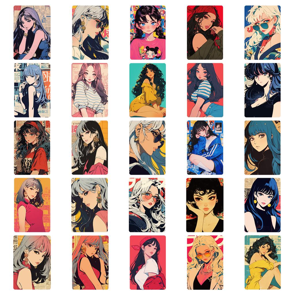 50 Cute Girls Stickers DIY Water Cup Refrigerator Skateboard Decoration Stickers