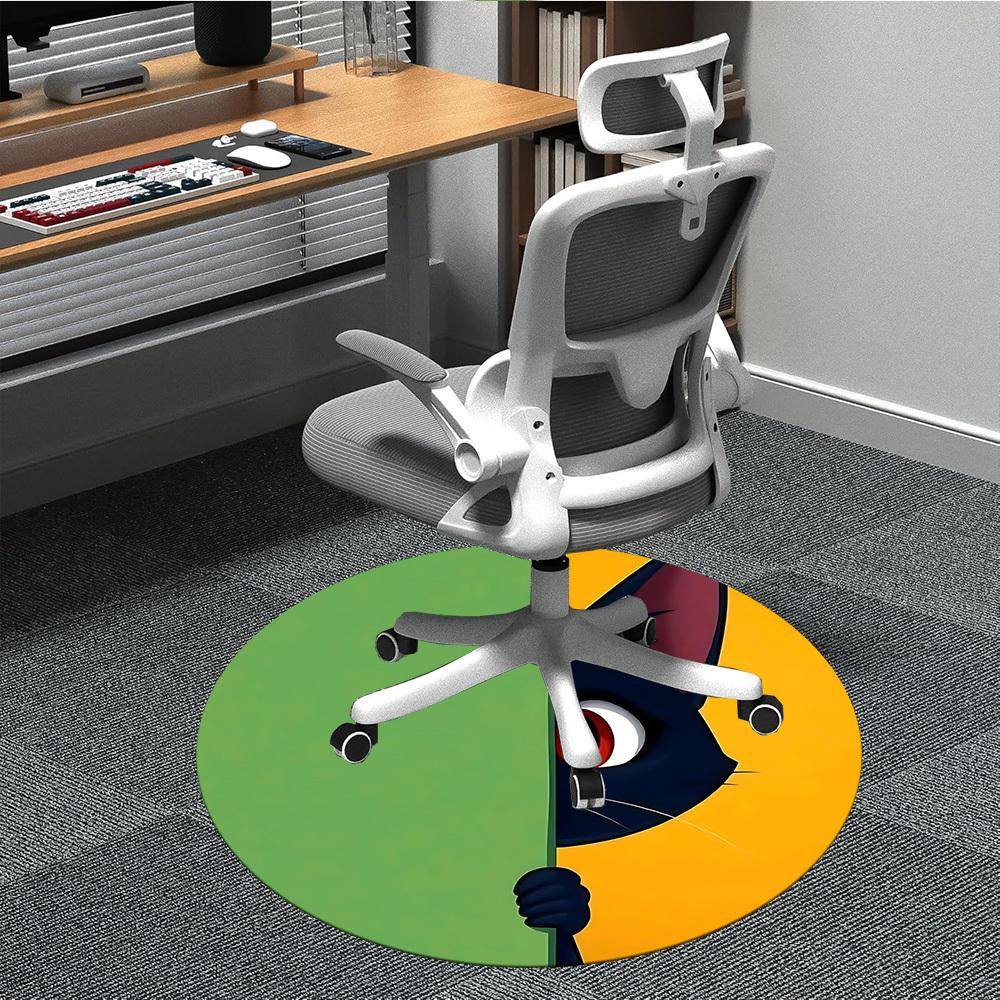 

1pc Cat Circle Office Round Area Rug, Indoor Mat Suitable ForOffice, Under Office Chairs Bedroom Living Room Home Decor, Room Deco, D050 80cm by 80cm