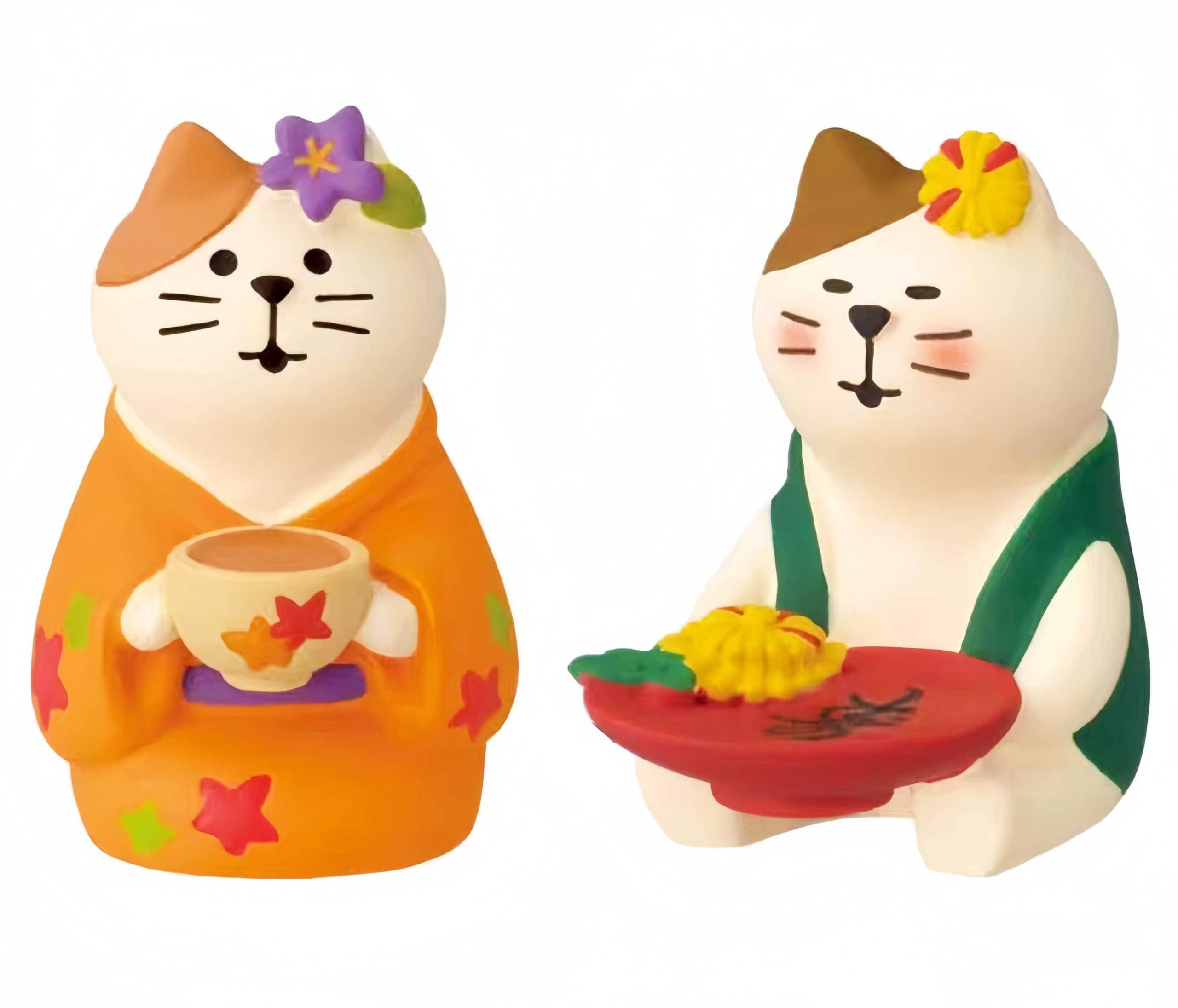 

Koundeneko Miniature Cat Set of Cute Roasted Tea Cat Tabletop Autumn Interior Relaxing Car Micro Desktop Decoration Figurines, 2, Figurines,
