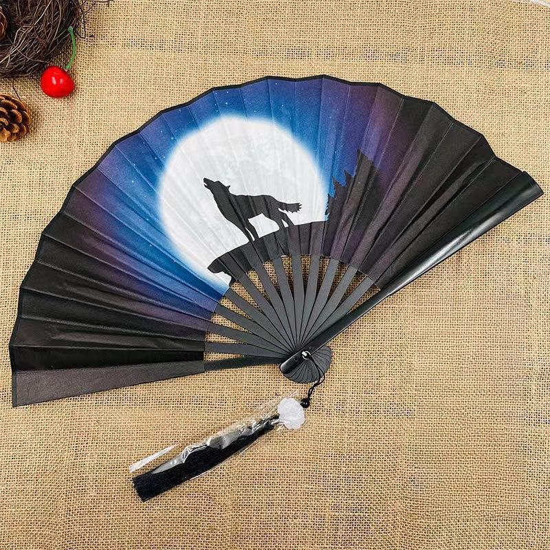 Classical Folding Fan, Vintage Dragon Printing, Hand Held Fans, Dancing Cloth Props
