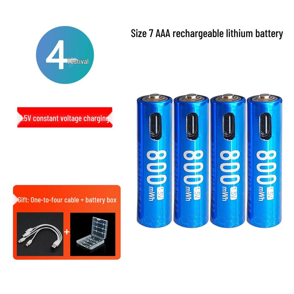 USB Rechargeable Lithium Battery Pack: No. 5 & No. 7, High-Capacity, 1.5V Constant Voltage for Microphones, Door Locks, & Toys