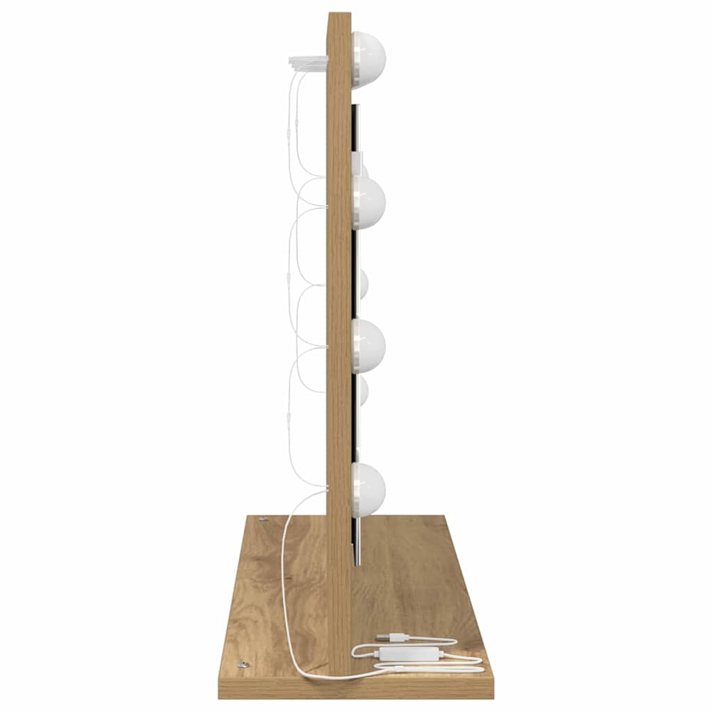 Rectangular Vanity Mirror In Artisan Oak Finish 60 X 45 X 18 Cm