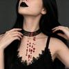 Retro Gothic Water Drop Pendant Choker Necklace with Faux Blood Crystal