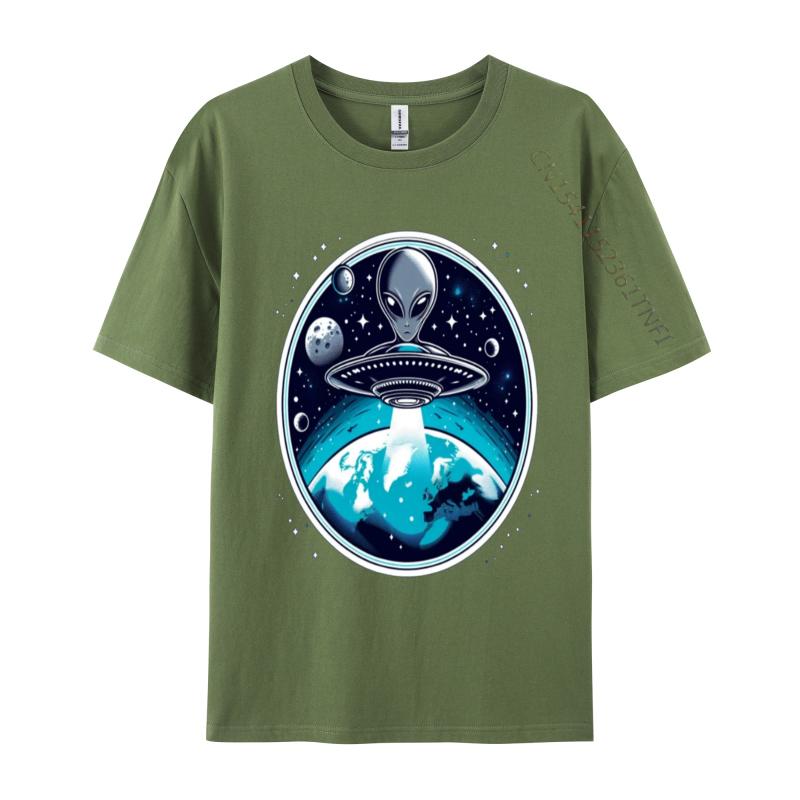 Grey Aliens In A Ufo TShirt T Shirt Brand Custom Cotton Men Tees Casual Loose TeeShirt Man Top Tshirts
