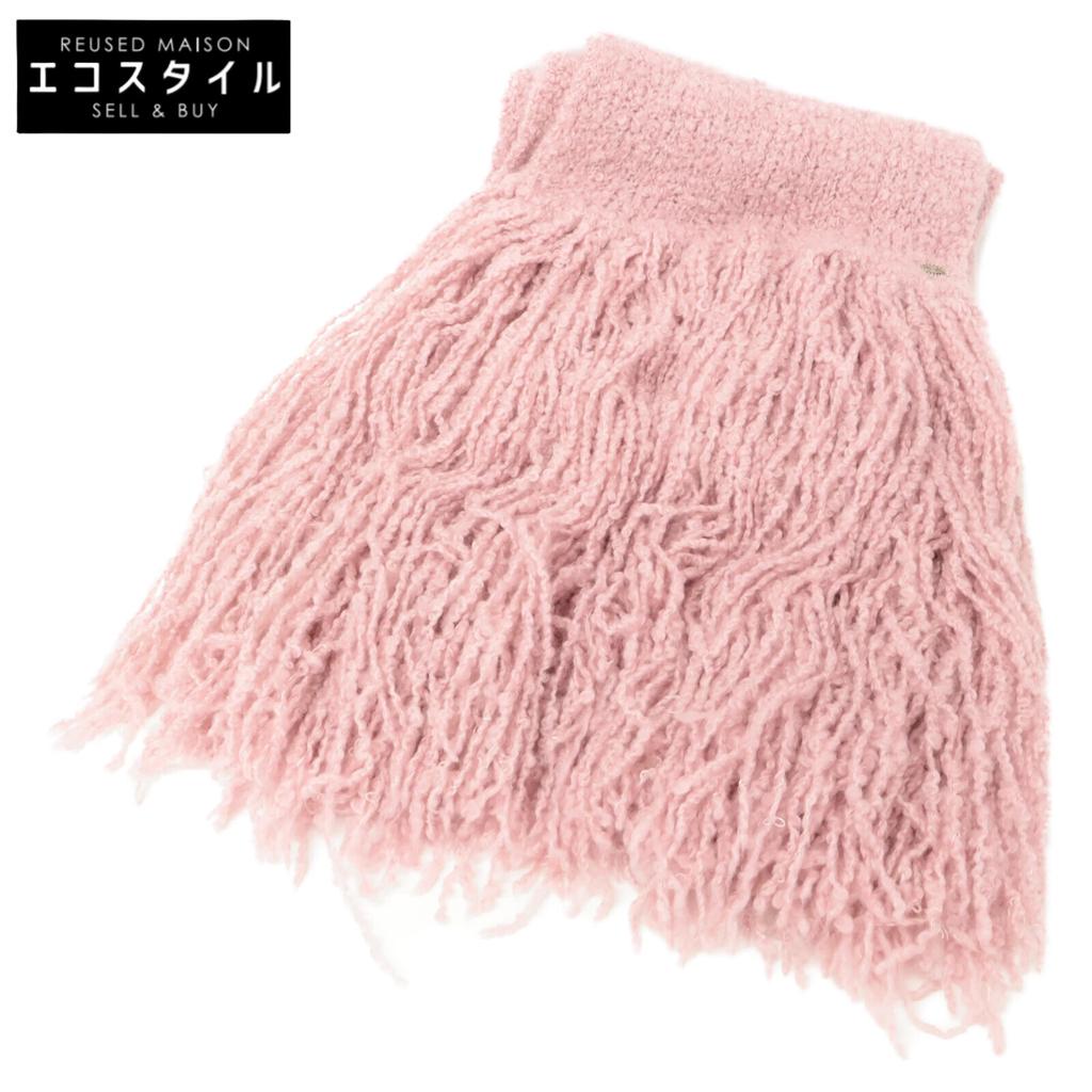 CHANEL [Excellent Condition/Domestic Authentic] 05A P26689V0300 CC Logo Plate Wool x Mohair x Silk Fringe Scarf pinkUsed