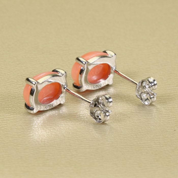 Pink Garnet Coral Undyed [SANSUI] Earrings, Silver,