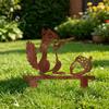 Outdoor Plant Bed Decor Rusty Metal Squirrel with Acorn Garden Stake, Cute Animal Silhouette Sculpture, Decorative Outside Yard Art Ornament for Patio