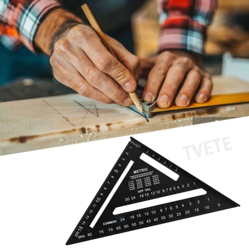 Black Aluminum Alloy Triangle Ruler, Woodworking Circular Saw Ruler, Right Angle Ruler, 0-90 Degree, Double-Sided Scale Protractor, Multi-Angle Right