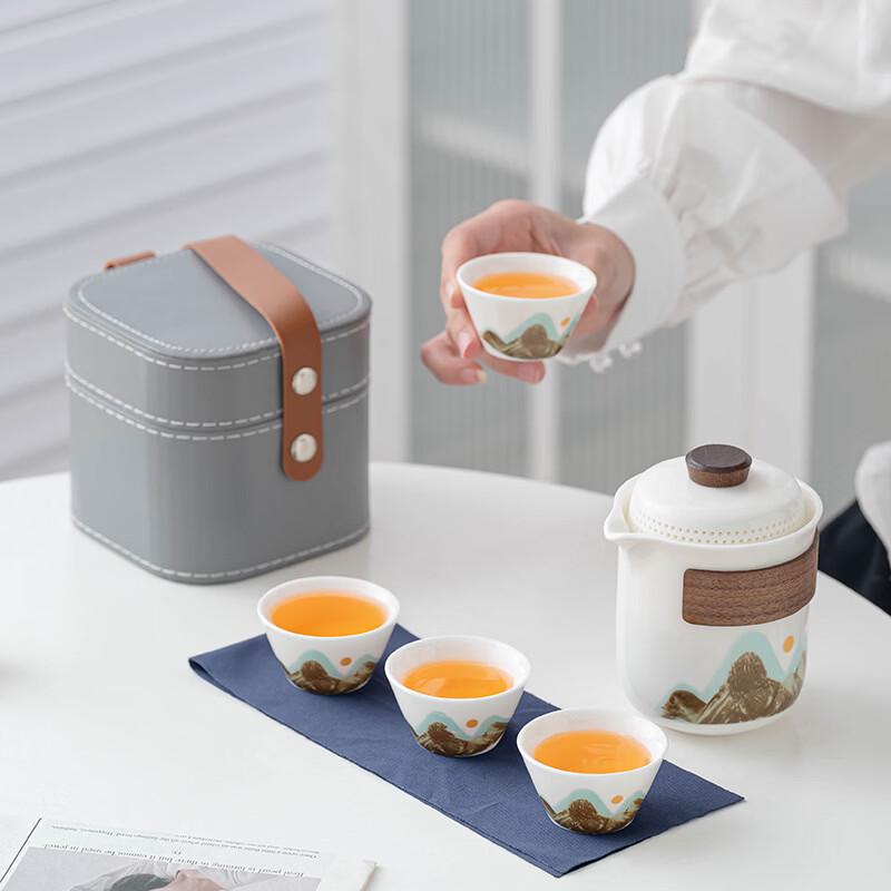 Chinese Ink Wash Ceramic Travel Tea Set