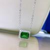 SpringLady 100% 925 Sterling Silver 6*8mm Synthetic Emerald Pendant Necklace For Women Sparkling Wedding Fine Jewelry Gift