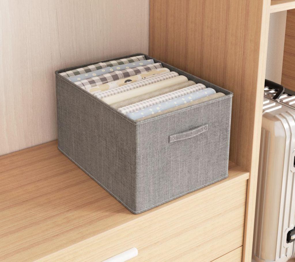 Foldable Cotton & Linen Wardrobe Organizer with Handle for Pants and Underwear