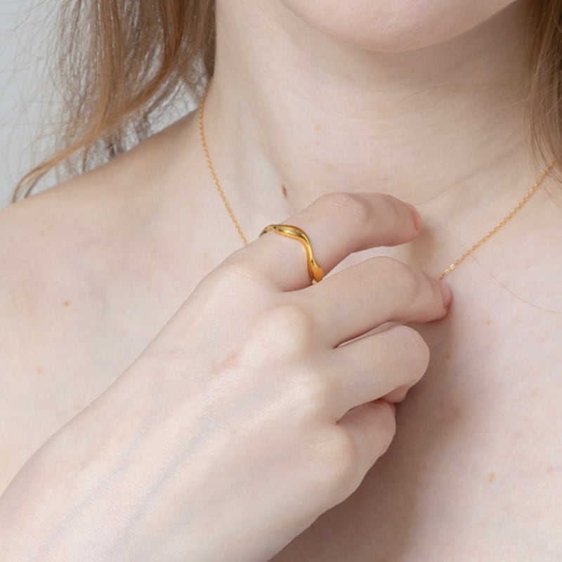 LILYKORI 925 Silver Bold Wave Ring