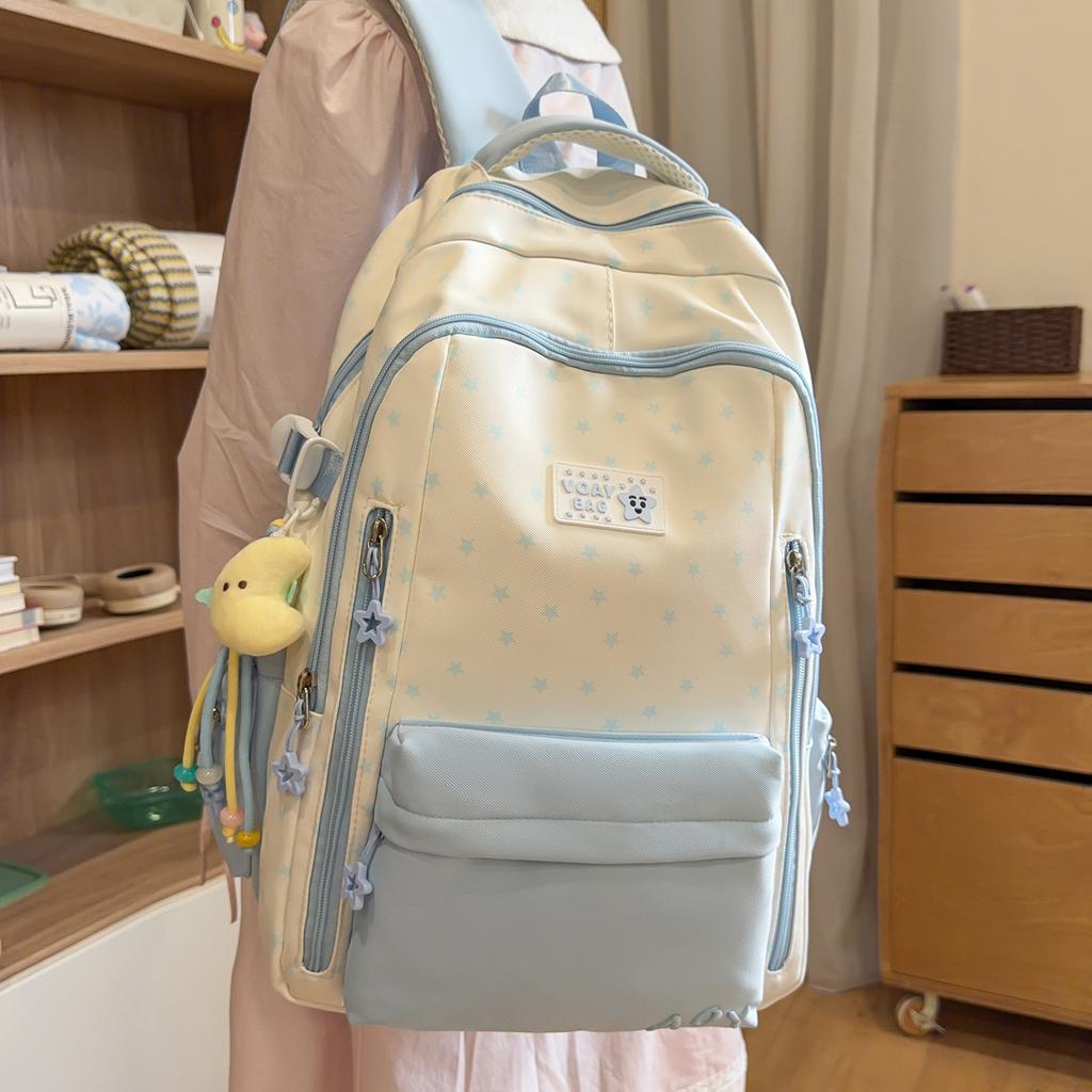 Schoolbag Fresh and Simple Middle School Student New Schoolbag Girl High Value Star Printing Campus Large Capacity Travel Backpack